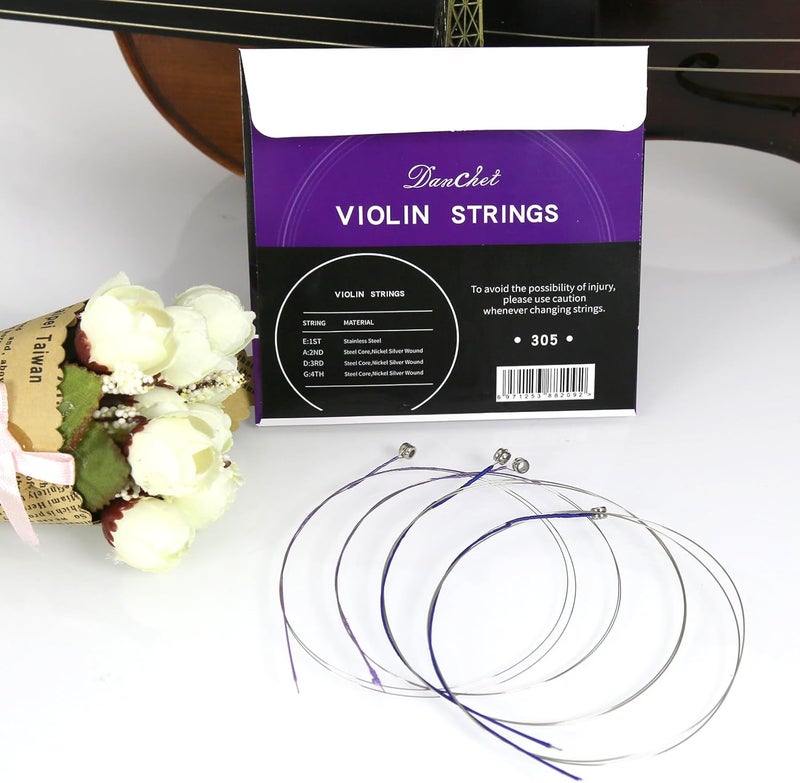 Danchet Violin Strings 4/4 E1. 2 pcs & A2. 2 pcs Senior Level, Ball End, Stainless Steel and Nickel Silver Wound 305… - Image 3